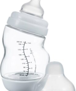 Difrax Glazen Babyfles 200 ml Wide - S-Fles - Anti-Colic - Wit - 1 stuk