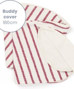 Doomoo Buddy Cover - Hoes voor Voedingskussen Buddy - Biologisch Katoen - 180 cm - Ruby Stripes