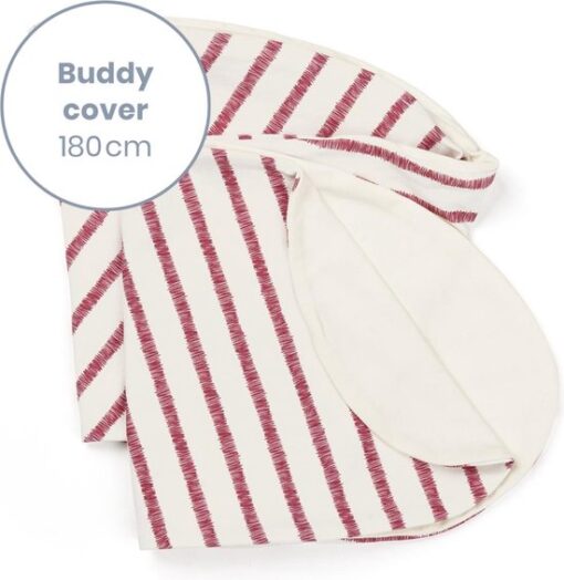 Doomoo Buddy Cover - Hoes voor Voedingskussen Buddy - Biologisch Katoen - 180 cm - Ruby Stripes