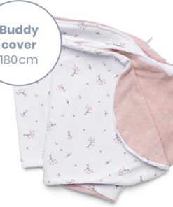 Doomoo Buddy Cover - Hoes voor Voedingskussen Buddy - Biologisch Katoen - 180 cm - Flower Pink