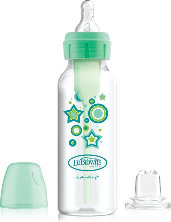 Dr. Brown’s Bottle to Sippy Starter Kit Babyfles - Smalle halsfles - 250 ml - Groen