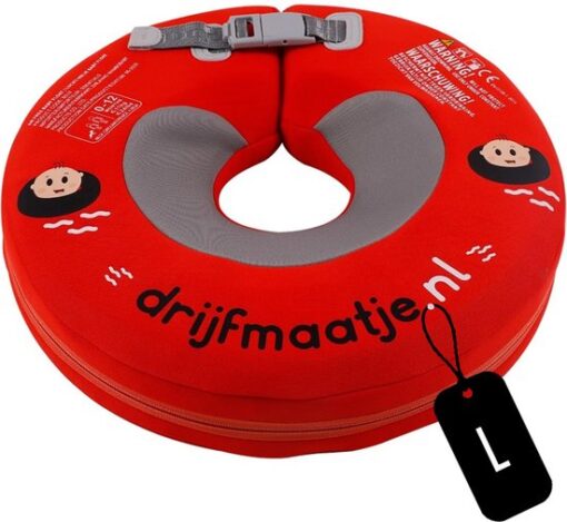 Drijfmaatje Babyfloat - Baby Zwemband - Nekring/Zwemring/Zwemkraag - 0-12 maanden - Baby Spa - Luchtvrij - Rood maat L