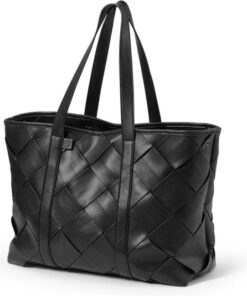 Elodie Braided Tote Leather luiertas - Luiertas verzorgingstas - Luiertassen -Black