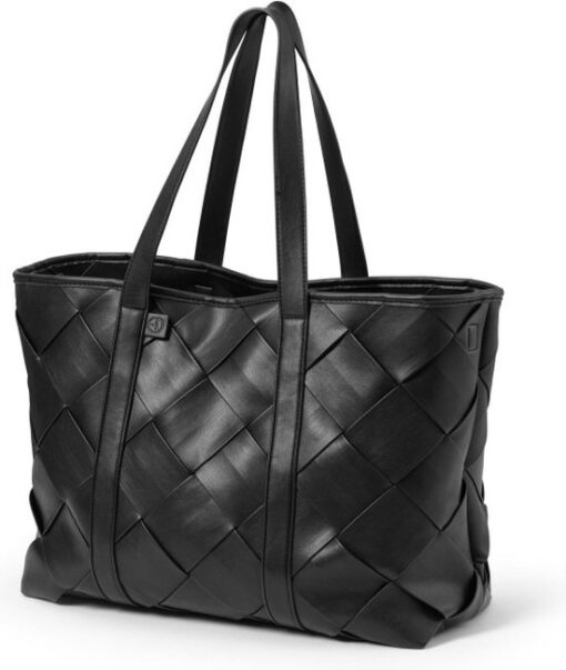 Elodie Braided Tote Leather luiertas - Luiertas verzorgingstas - Luiertassen -Black