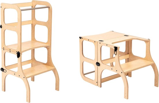 Ette Tete Leertoren Step'n Sit | Inklapbaar tot tafel en stoel | Naturel met zwart