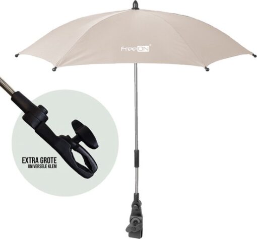 FreeON universele Parasol met klem voor buggy, kinderwagen of wandelwagen - Beige