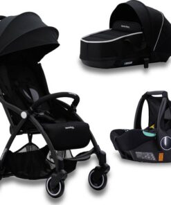 Hamilton by Yoop 3 in 1 Kinderwagen – S1 Plus Stroller + Bassinet Reiswieg + Zeno Plus Autostoel - Buggy combi deal - Premium Stroller met MagicFold™ Technologie - 2023 model - Geschikt van 0 maanden tot 4 jaar- Zwart