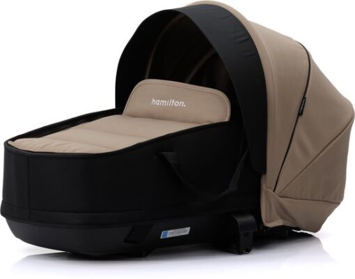 Hamilton by Yoop Premium Bassinet – Draagbare wieg voor baby – Eenvoudig monteerbare reiswieg voor de kinderwagen – Ruim en comfortabel reisbed met optimale luchtcirculatie – Uittrekbare zonnekap – Met buggy adapters – Kaki