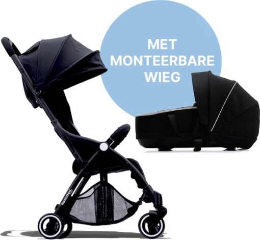 Hamilton by Yoop S1 Plus Buggy met monteerbare Premium Wieg – 2 in 1 wandelwagen – Stroller met MagicFold™ Technologie – Geschikt van 0 maanden tot 4 jaar – Verstelbare en Wendbare Kinderwagen – Zwart/Antraciet