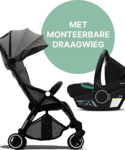 Hamilton by Yoop X1 Plus Buggy met monteerbare Zeno Plus draagwieg – 2 in 1 wandelwagen – Stroller met MagicFold™ Technologie – Geschikt van 0 maanden tot 4 jaar – Lichte, Verstelbare en Wendbare Kinderwagen – Inclusief adapters - Grijs