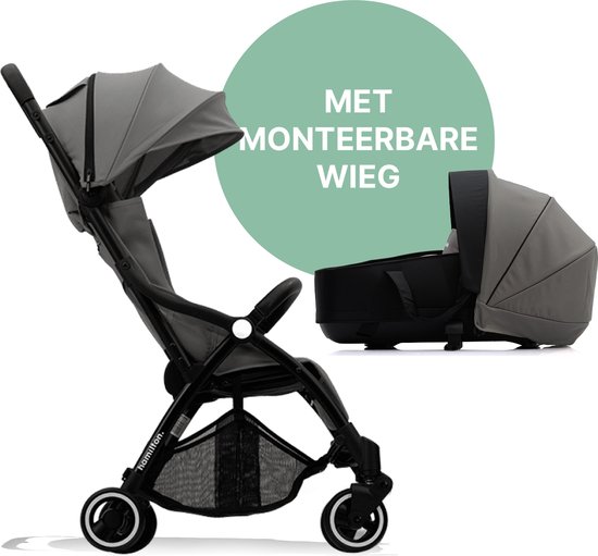 Hamilton by Yoop X1 Plus Kinderwagen – Buggy Inklapbaar met monteerbare Wieg – 2 in 1 Wandelwagen – MagicFold™ Technologie – Geschikt van 0 maanden tot 4 jaar – Tot 22 kg – Licht, Verstelbaar & Wendbaar – Grijs