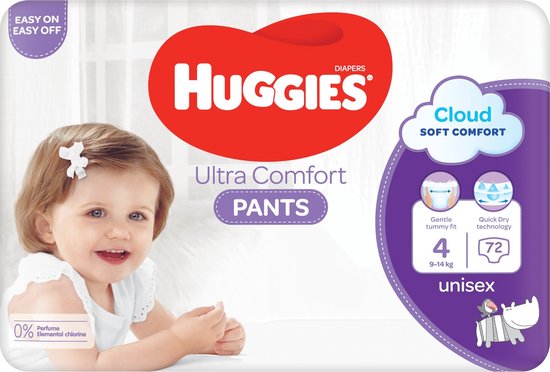 Huggies - Luierbroekjes - Ultra Comfort - Maat 4 - Mega Pack - 72 stuks - 9/14 KG