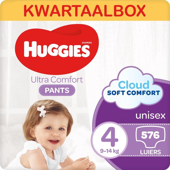 Huggies Luierbroekjes - maat 4 (9 tot 14 kg) - Ultra Comfort - unisex - 576 stuks (16x36) - Maandbox