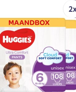 Huggies Luierbroekjes - maat 6 (15 tot 25 kg) - Ultra Comfort - unisex - 216 stuks (8x27)- Maandbox