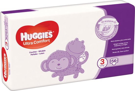 Huggies luiers - Maat 3 (4 tot 9 kg) - 336 stuks (6x56) - Voordeelverpakking