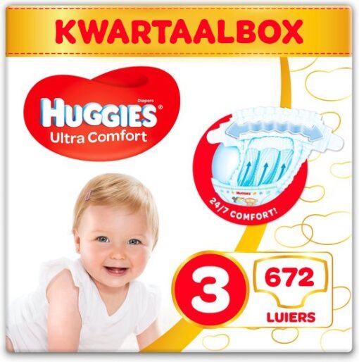 Huggies luiers - Maat 3 (4 tot 9 kg) - 672 stuks (12x56) - Voordeelverpakking