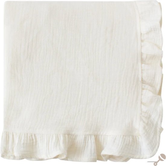 Hydrofiele Doeken - Hydrofiele Doek 2 Laags - Gebroken Wit - Ruffle - Off White - 120x120cm - Katoen en Bamboe - Hydrofiele Doek Ruffle - Swaddle - Hydrofiele Doeken Ruffle - Hydrofiele Doek Ruffle XL - Emmailloter - Kraamcadeau