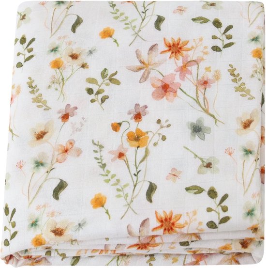 Hydrofiele Luier -XL - 120x120cm - Bamboe - Hydrofieldoek Flower - Hydrofieldoek Bloemen - Emmailloter - Kraamcadeau