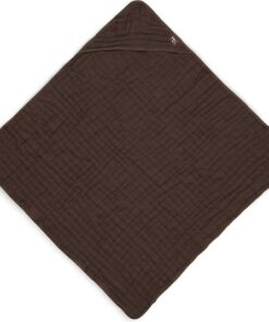 Jollein - Badcape Wrinkled - Bruin - 100% Badstof Katoen - Baby Handdoek met Badcape, Omslagdoek, Badponcho - 75x75 cm