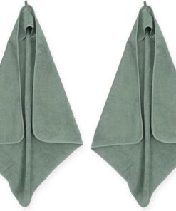 Jollein Badcape | omslagdoek badstof | 2 stuks| 75x75cm - Ash green | groen