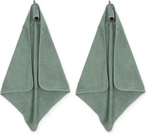 Jollein Badcape | omslagdoek badstof | 2 stuks| 75x75cm - Ash green | groen