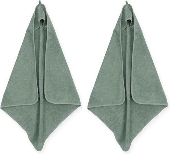 Jollein Badcape | omslagdoek badstof | 2 stuks| 75x75cm - Ash green | groen