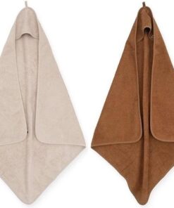 Jollein Badcape | omslagdoek badstof | 2 stuks| 75x75cm - Nougat + Caramel | cream | bruin