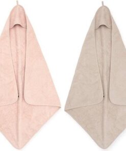 Jollein Badcape | omslagdoek badstof | 2 stuks| 75x75cm - Pale pink + Nougat | cream | roze