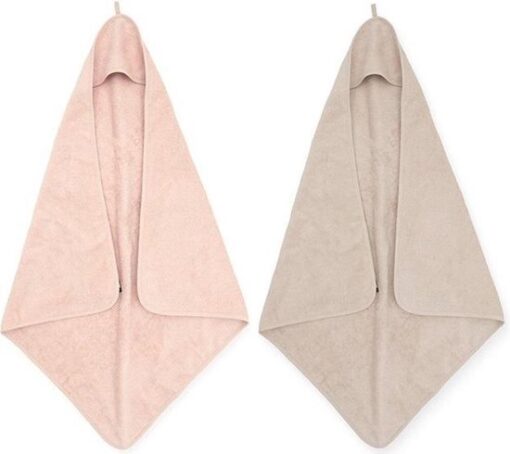 Jollein Badcape | omslagdoek badstof | 2 stuks| 75x75cm - Pale pink + Nougat | cream | roze