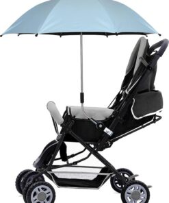 Kinderwagen parasol met verstelbare klem, buggy paraplu met clip op bevestigingsapparaat UPF 50+, voor kinderwagens (blauw)