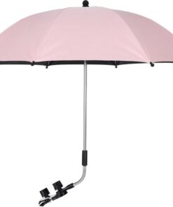 Kinderwagen parasol met verstelbare klem, buggy paraplu met clip op bevestigingsapparaat UPF 50+, voor kinderwagens (roze)