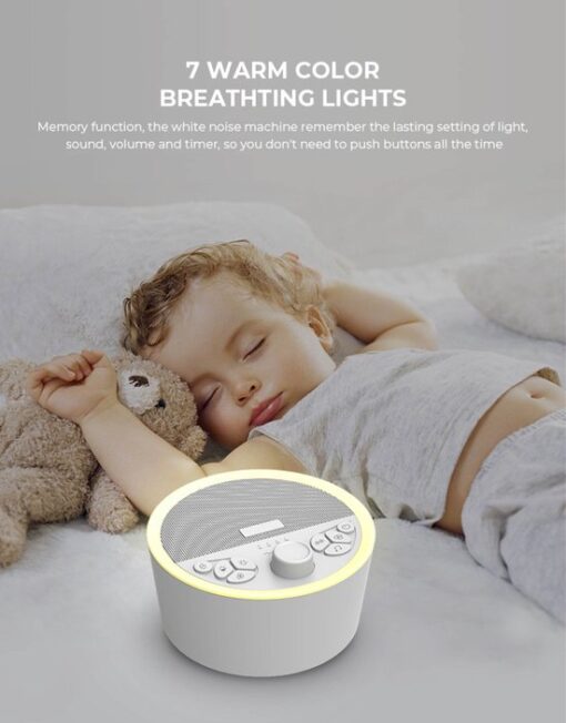 Labi - White Noise Machine - Witte Ruis Apparaat - Kalmerend - Slaaphulp - Rustgevend - 29 geluiden - 8 kleuren - Led - Tijdelijk in prijs verlaagd!