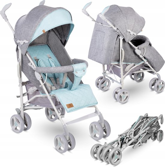 Lionelo Irma - Buggy - Wandelwagen- Lichte 7kg - tot 15 kg - Geveerde wielen - 360° - tot 5 jaar - Opbergmand - Verstelbare handgreep - Snel inklapsysteem - Compact formaat