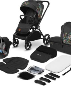 Lionelo Mika 3in1 - Kinderwagen - De stoel kan zowel naar voor als naar achter - Vesrtelbare rugleuning - Waterdichte dak XXL met UPF 50+ filter