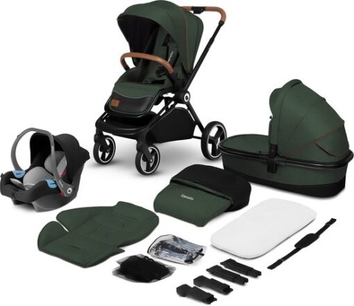 Lionelo Mika 3in1 - Kinderwagen - De stoel kan zowel naar voor als naar achter - Vesrtelbare rugleuning - Waterdichte dak XXL met UPF 50+ filter