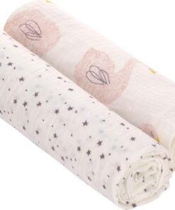 Lässig Heavenly soft swaddle doek / luier XL 2 stuks Little Water Swan 120 x 120 cm