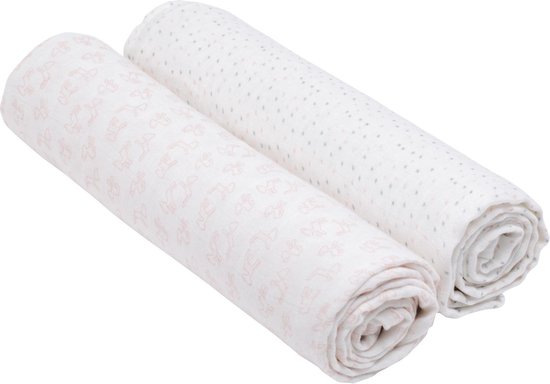 Lässig Hydrofiele luier swaddle doek 120x120cm XL lela licht rose  2 stuks