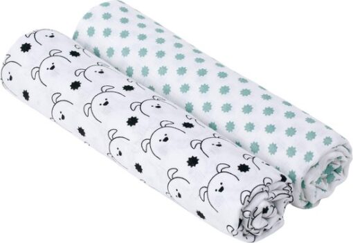 Lässig Hydrofiele luier swaddle doek 120x120cm XL Little chums hond 2 stuks