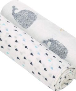 Lässig Hydrofiele luier swaddle doek 120x120cm XL Little Water Whale 2 stuks