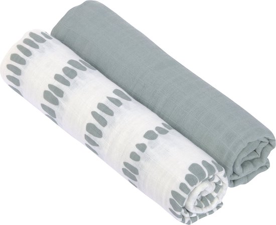 Lässig Hydrofiele luier swaddle doek 2 stuks XL 120 x 120 cm - Strokes Silver grey