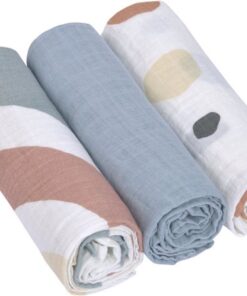 Lässig Hydrofiele luier swaddle doek 3 stuks 85 x 85 cm - Rainbow, powder blue