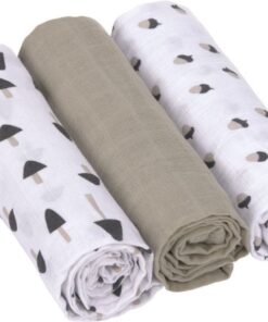 Lässig Hydrofiele luier swaddle doek Little Forest olive 3 stuks 85x85 cm