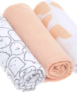 Lässig Hydrofiele luier swaddle doek Little Spookies peach 3 stuks 85x85 cm