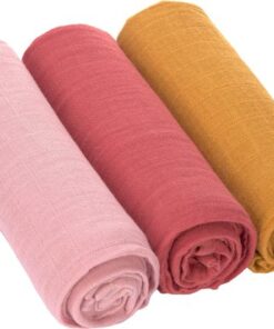 Lässig Hydrofiele luier swaddle doek Rose rosewood mustard 3 stuks 85x85 cm