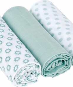 Lässig Hydrofiele luier swaddle doek Stars licht mint 3 stuks 85x85 cm