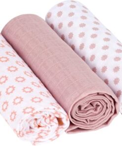 Lässig Hydrofiele luier swaddle doek Stars licht rose 3 stuks 85x85 cm