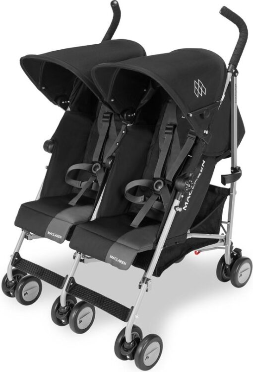 Maclaren Triumph Duo Buggy - Tweeling Buggy - Lichtgewicht dubbele buggy - Zwart