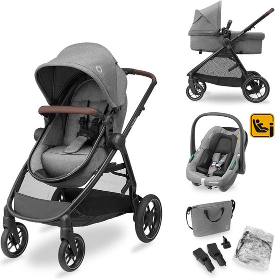 Maxi-Cosi Zelia S Trio 3-in-1 Kinderwagen - Inclusief autostoeltje en luiertas - Grey