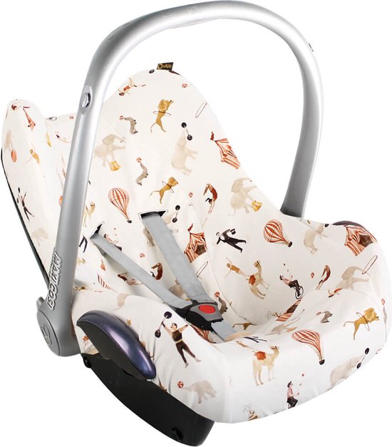 Maxi Cosi hoes Pebble Cabriofix Citi - Autostoelhoes Groep 0 - Zacht Katoen - Met Waterdichte Voering ter Bescherming van je Autostoel - Perfecte Pasvorm - Combineer met de Bijpassende Ukje Zonnekap Voetenzak en Gordelbeschermer - Circus