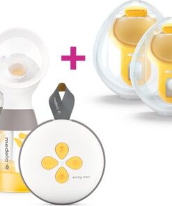 Medela Swing Maxi Borstkolf Set + 2 Stuks Hands-free Opvangcups | Dubbele Elektrische Borstkolf met 24 mm & 21 mm Borstschilden